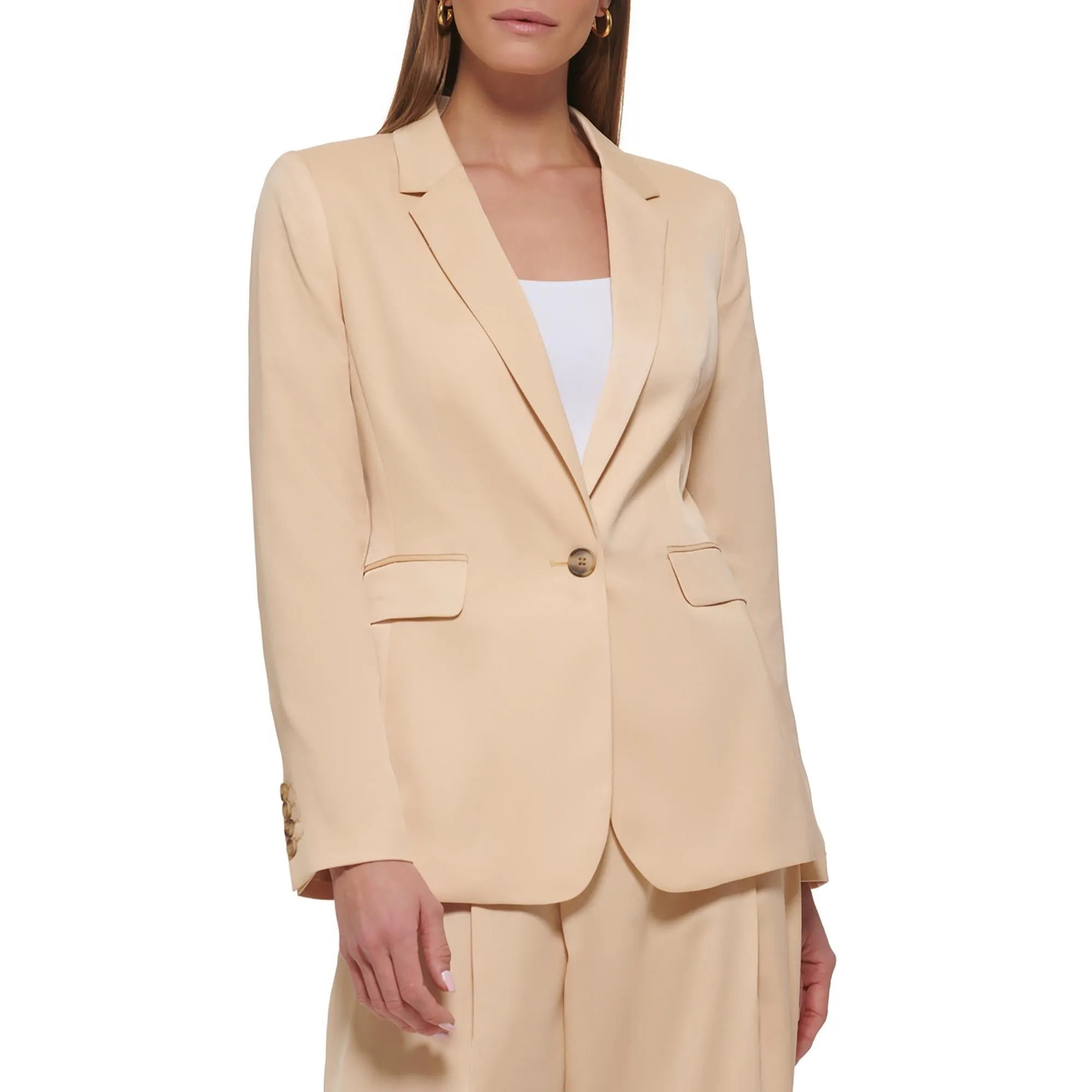 Plus Womens Suit Separate Office One-Button Blazer