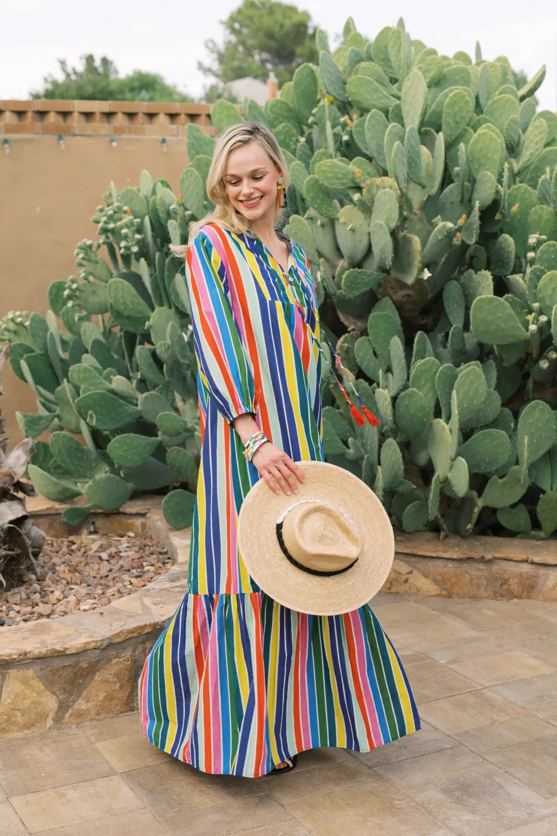 RAINBOW STRIPE COPA MAXI DRESS