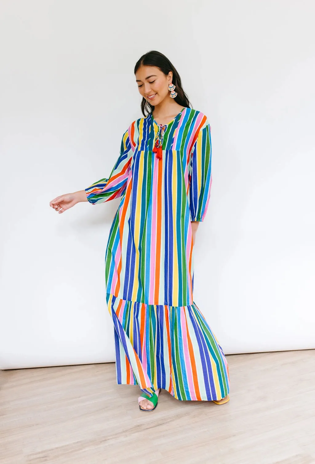 RAINBOW STRIPE COPA MAXI DRESS