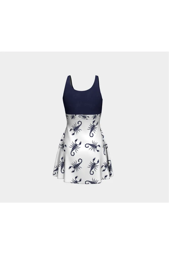 Scorpion in Delft Blue Flare Dress