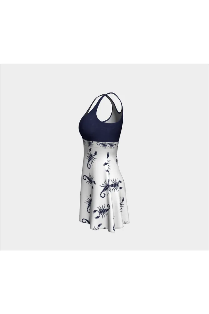 Scorpion in Delft Blue Flare Dress