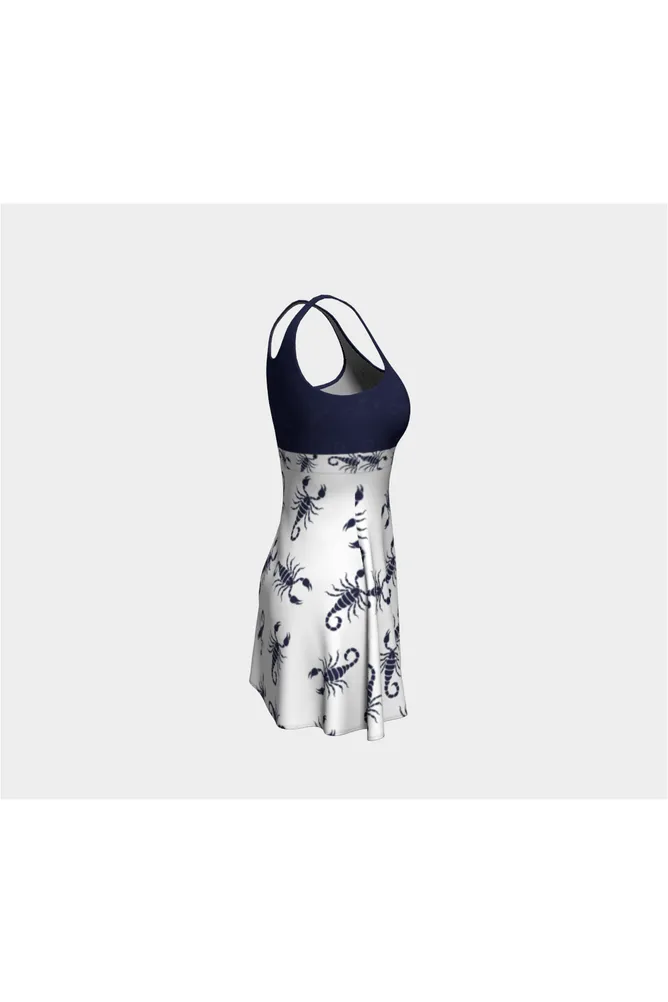 Scorpion in Delft Blue Flare Dress