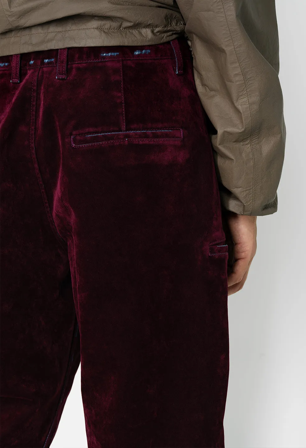 Sure! Here’s an optimized title for the product:

Crushed Velvet Burgundy Sendai Trousers - Chic & Stylish Luxe Comfort

This title includes modifiers that highlight the material and style to attract customers.