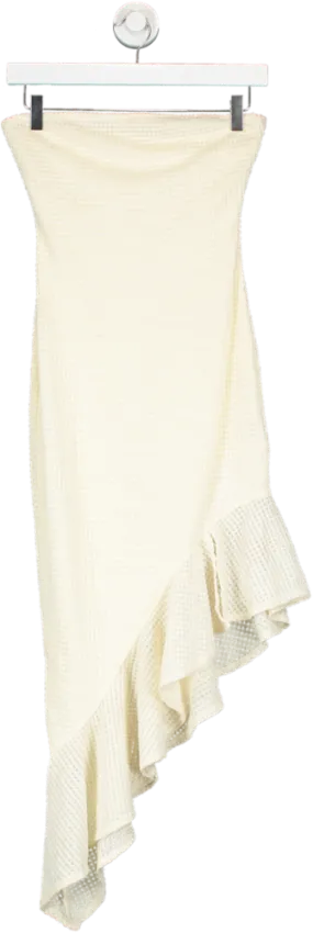 SHEIN Cream Strapless Ruffle Dress UK XS