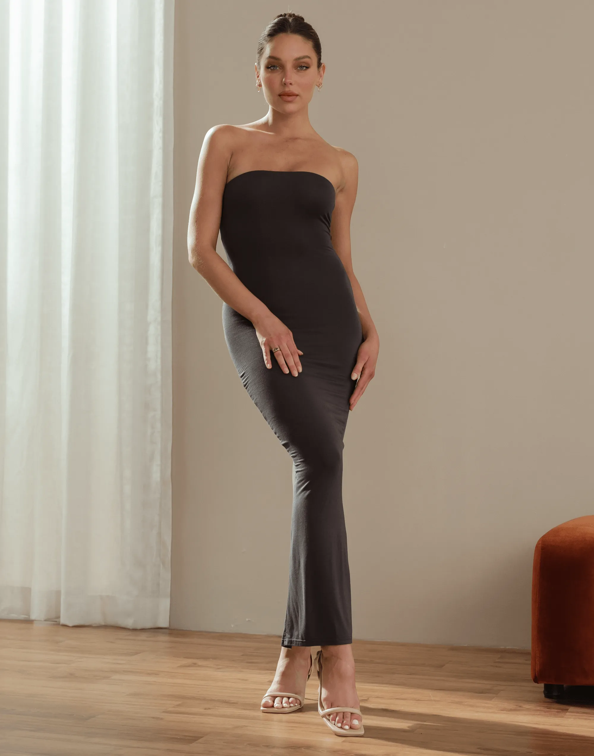 Starstruck Strapless Maxi Dress (Charcoal)