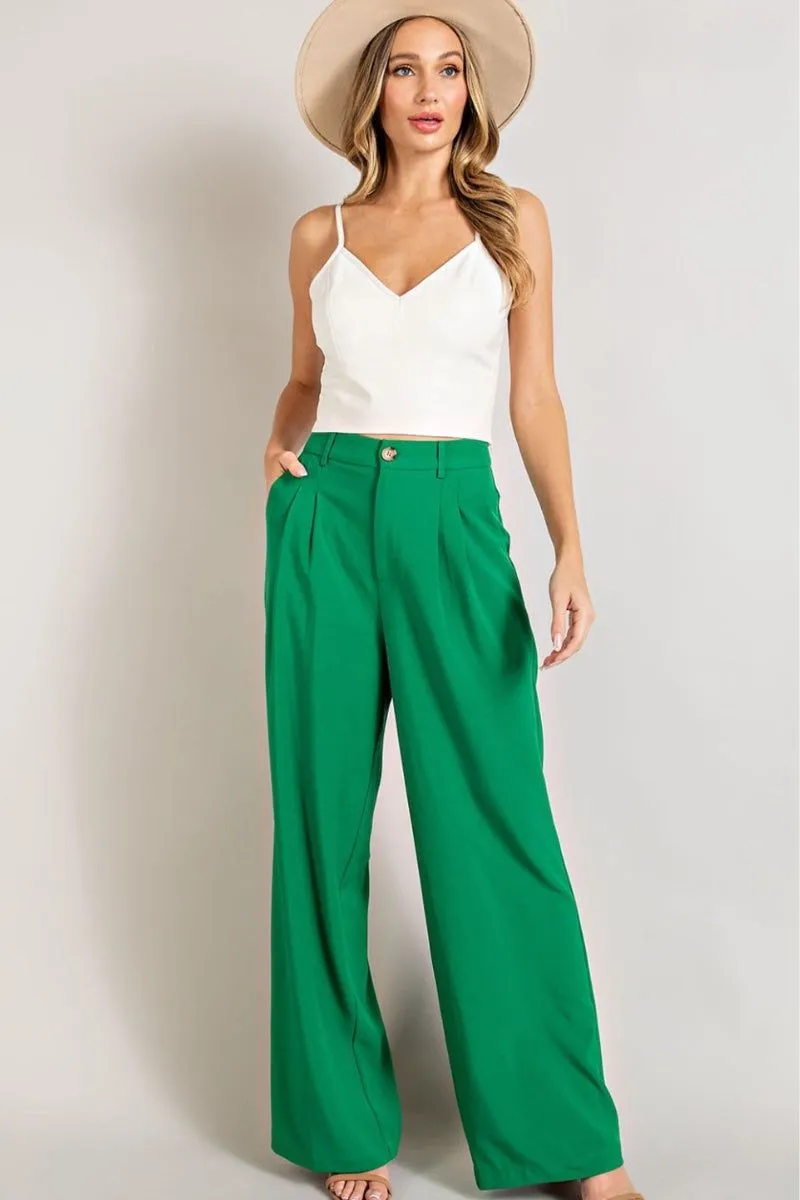 Straight Leg Pleated Pants