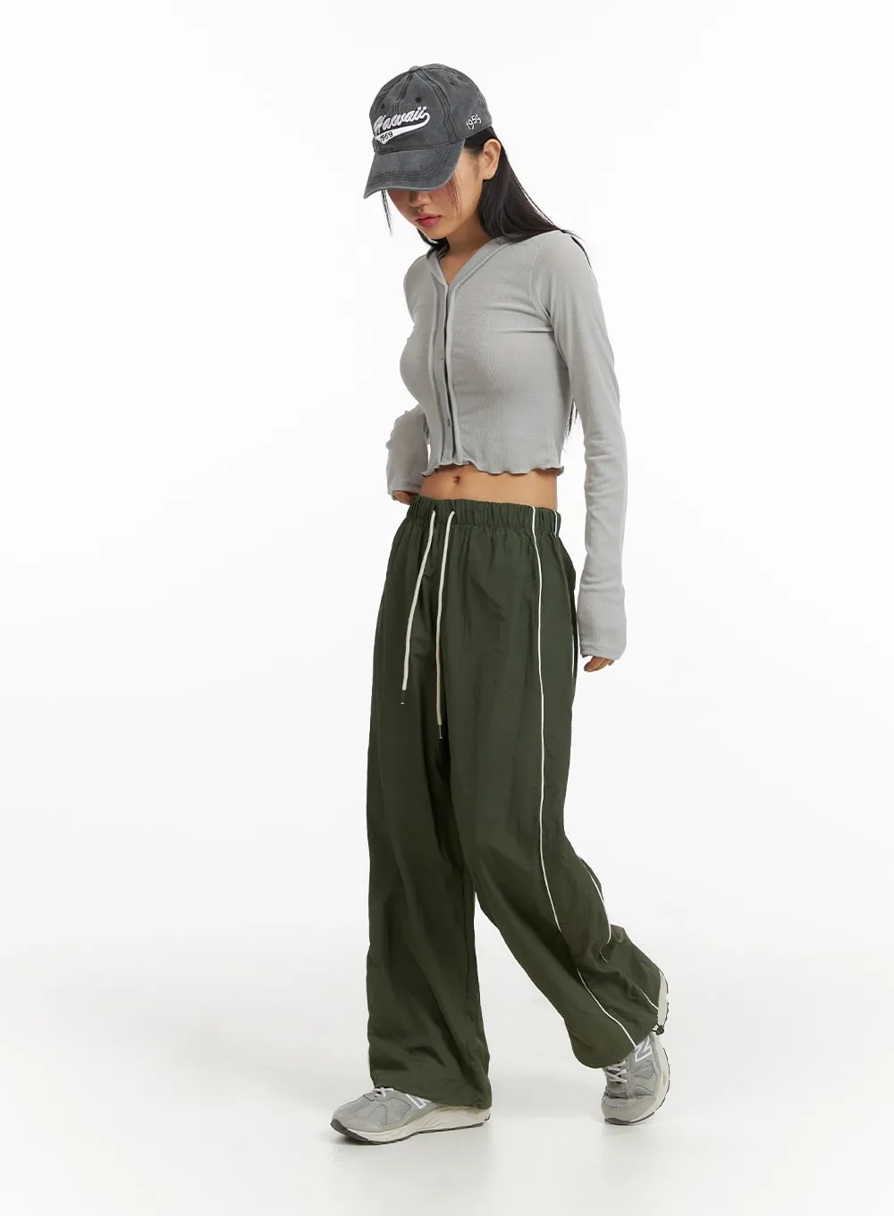 String Nylon Wide Pants CF414