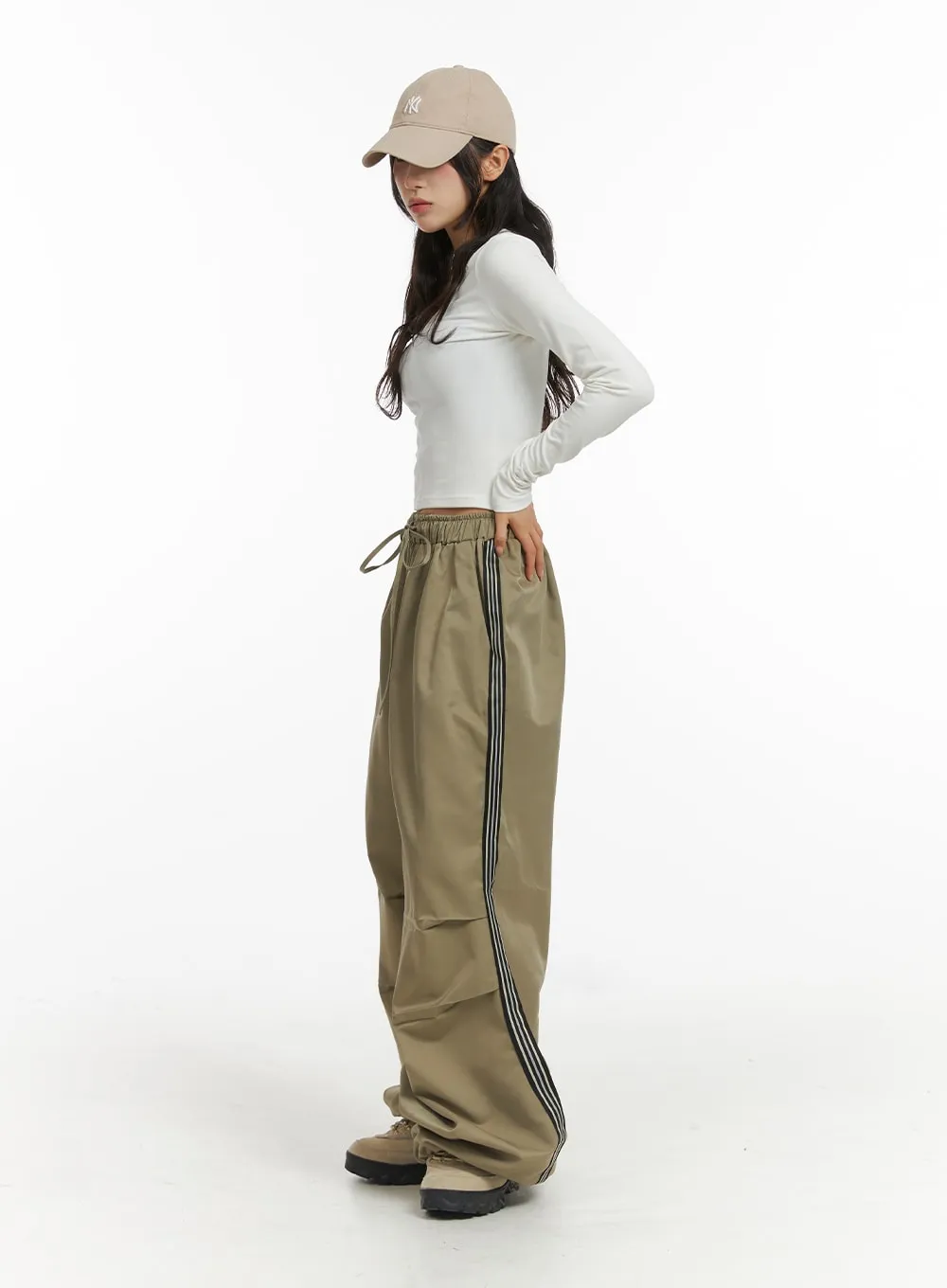 Stripe Nylon Wide Pants (UNISEX) CJ418