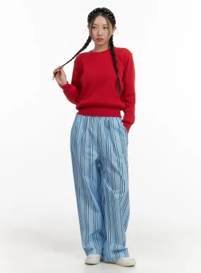 Striped Cotton Pocket Pants OM429