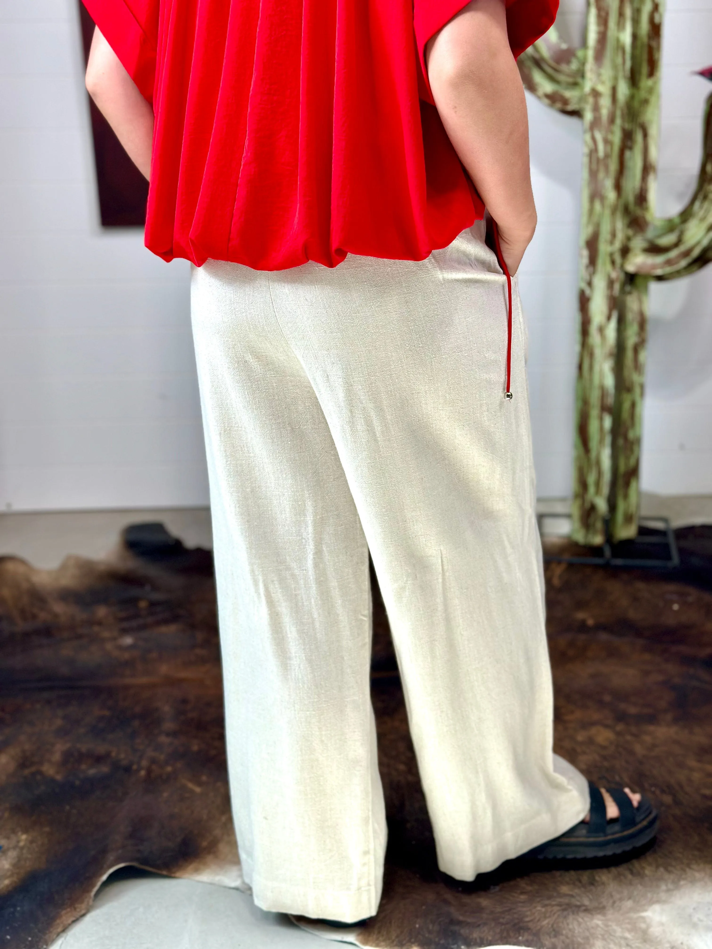 The Bring On Summer Wide Leg Linen Like Pants