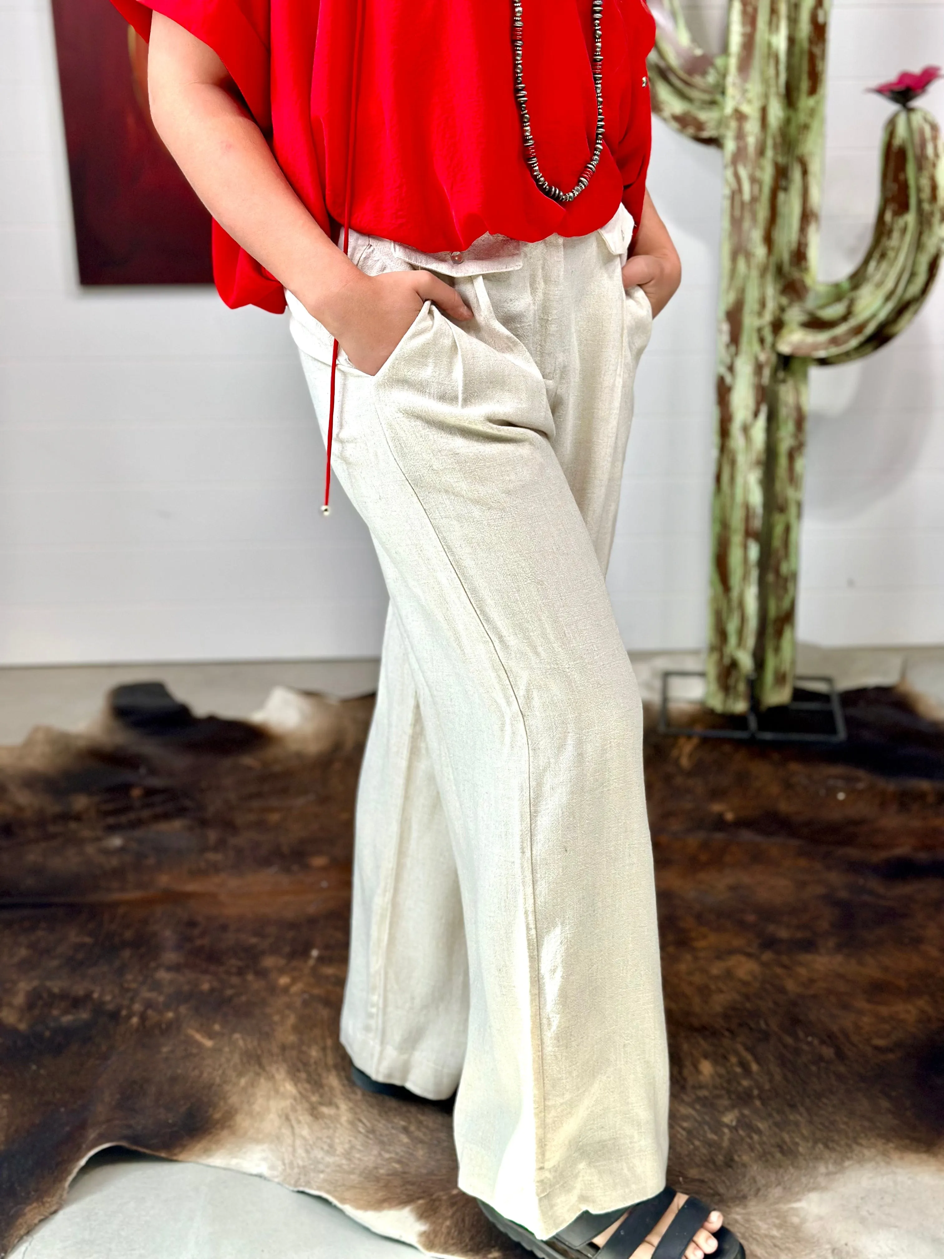 The Bring On Summer Wide Leg Linen Like Pants