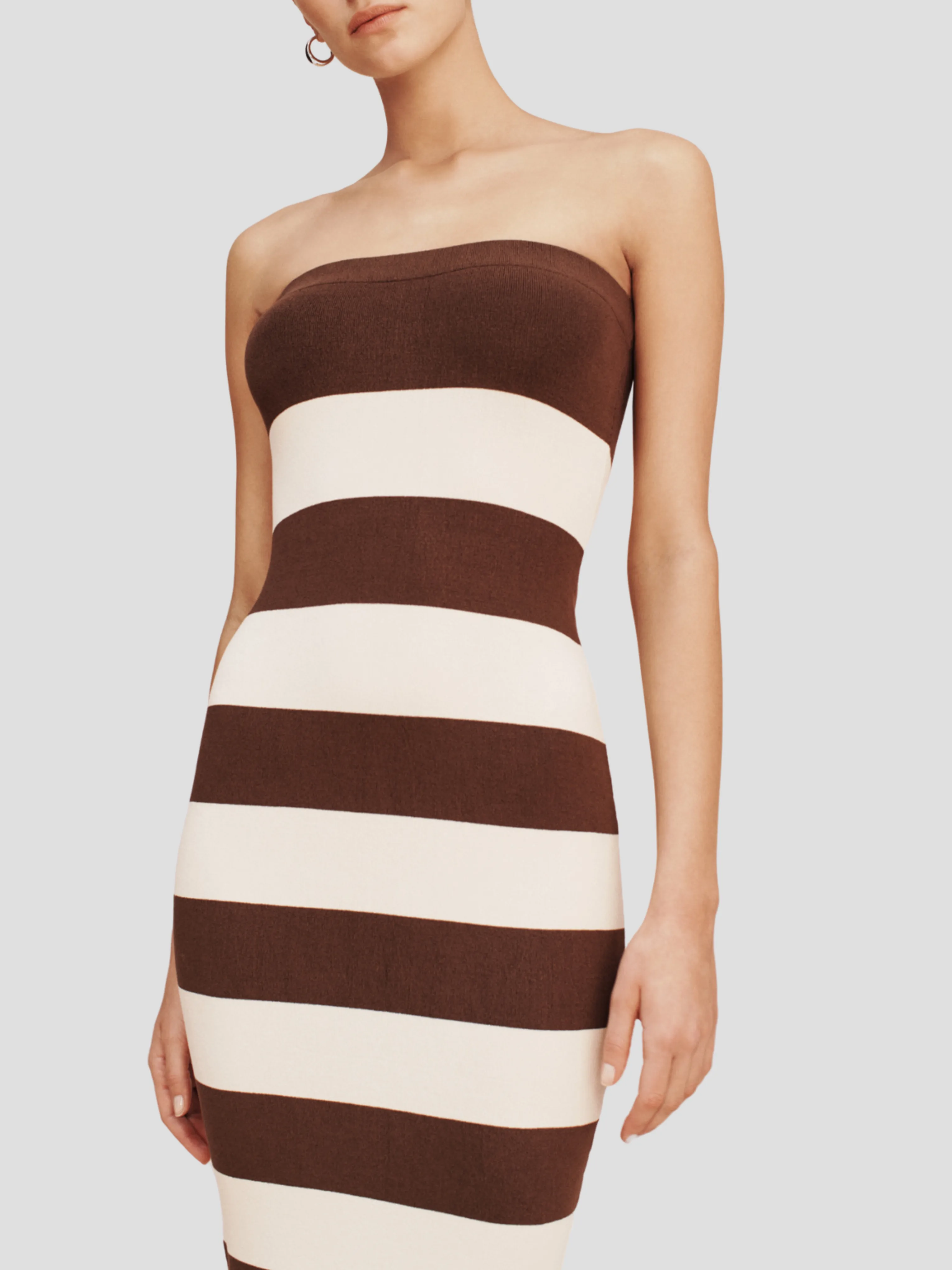 Theo Strapless Jersey Midi Dress