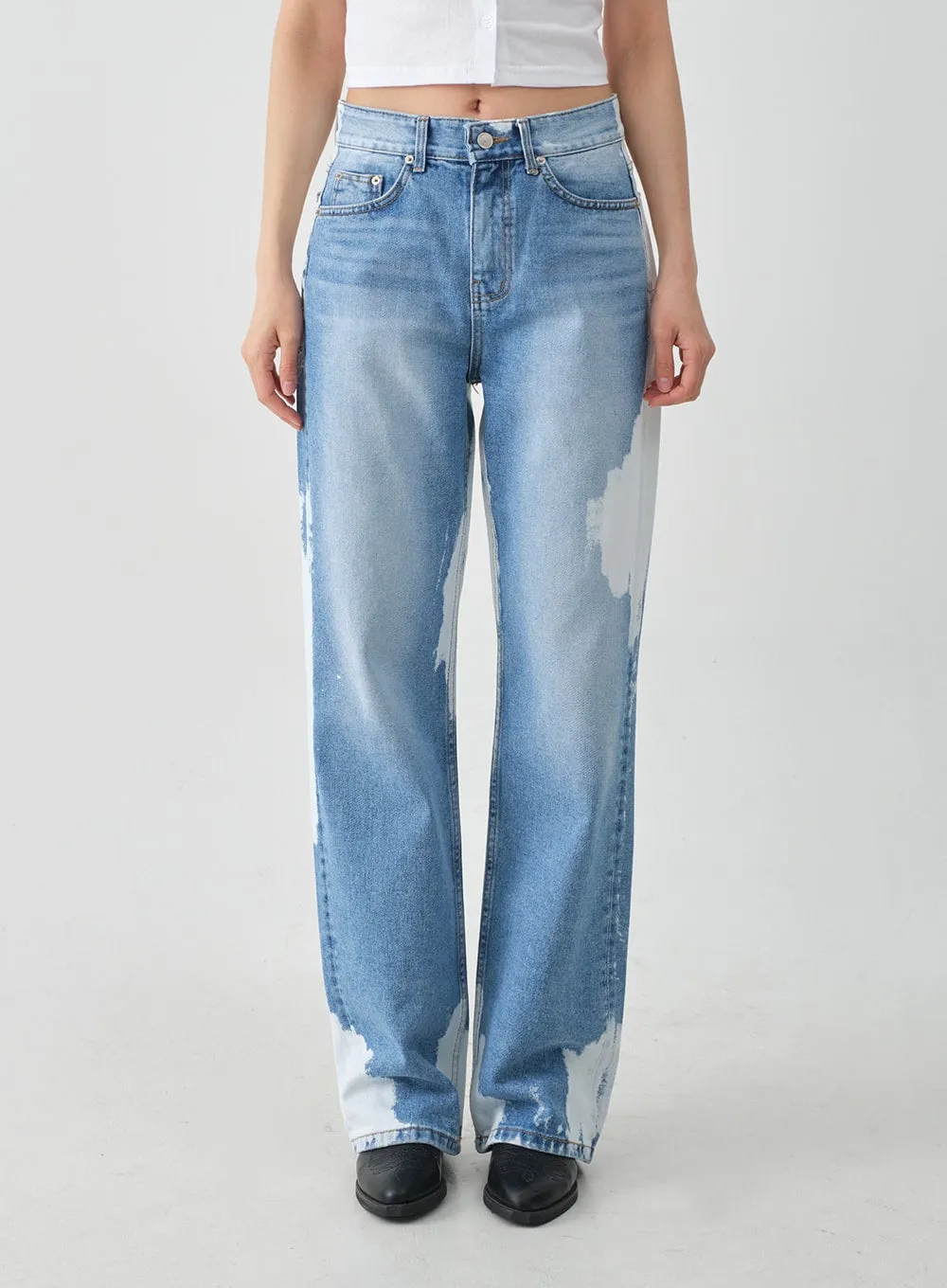 Tie-dye Wide Leg Denim Pants CJ03