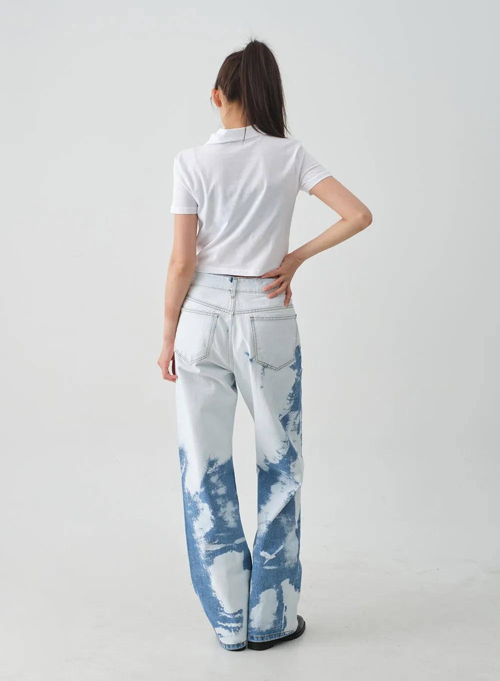 Tie-dye Wide Leg Denim Pants CJ03