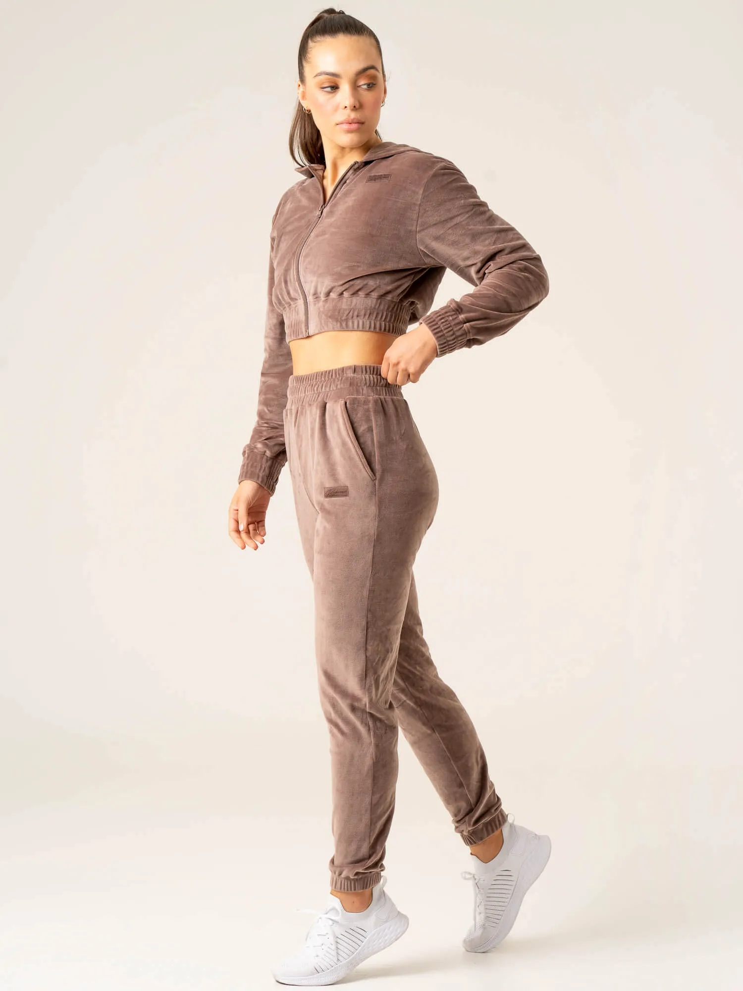 Velour Track Pant - Taupe