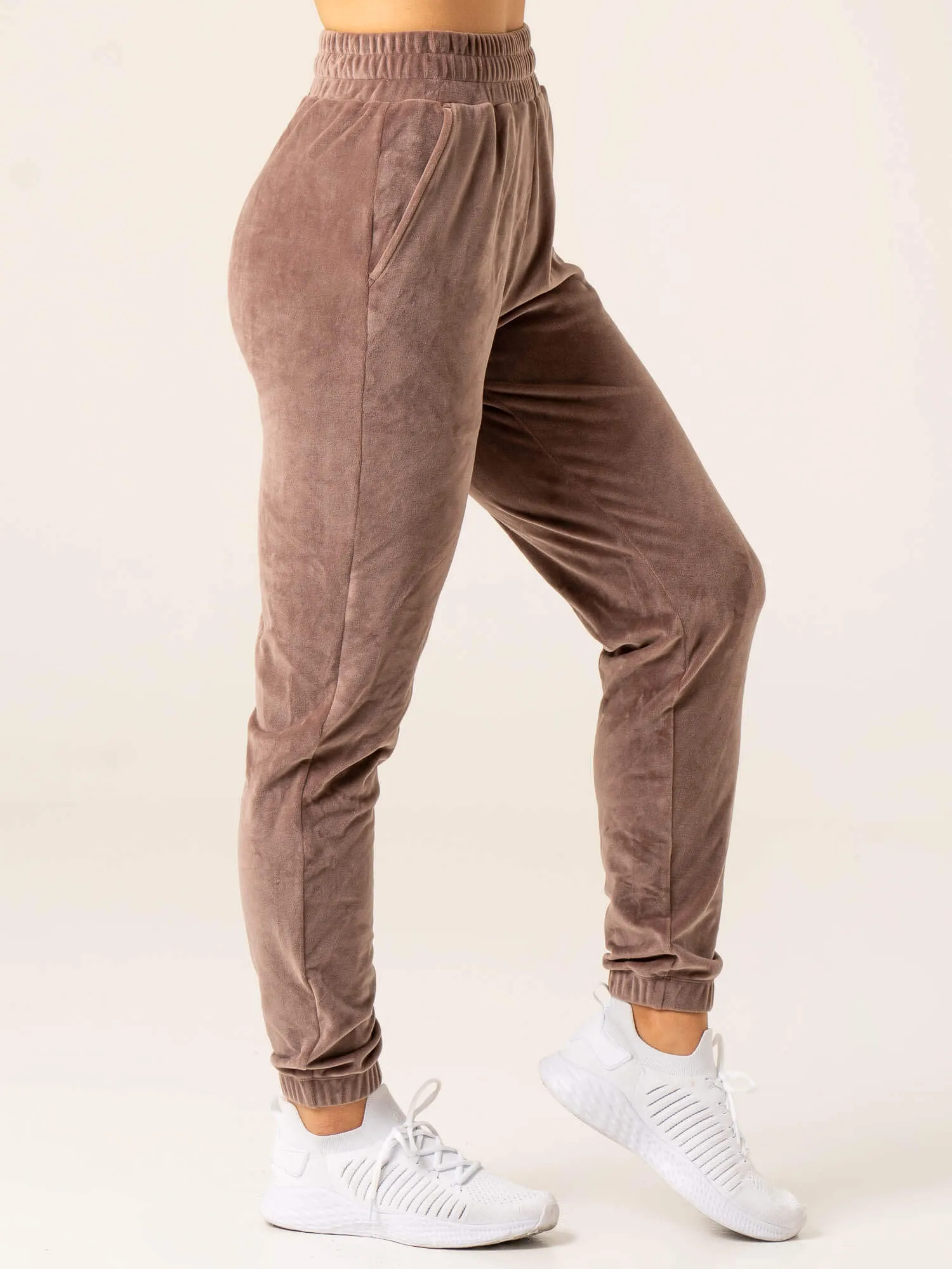 Velour Track Pant - Taupe