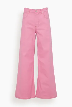 Wide Leg Jeans in Pink Clematis