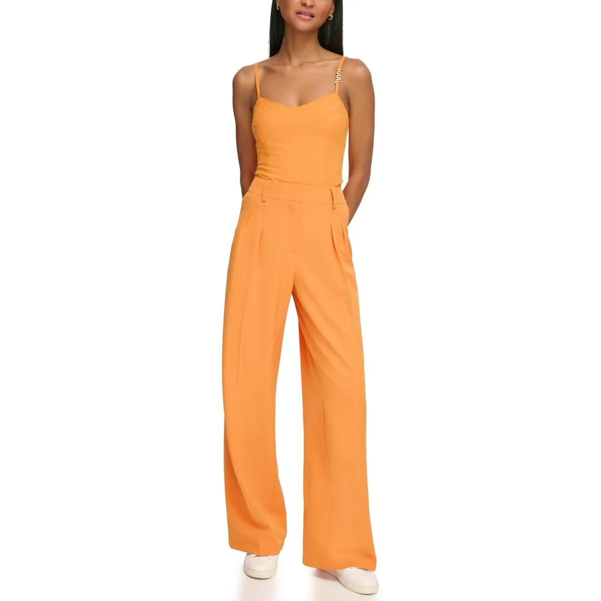 Womens Solid Crepe Suit Pants